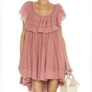 Free People Hailey Mini Dress Pink Open Back Boho Small